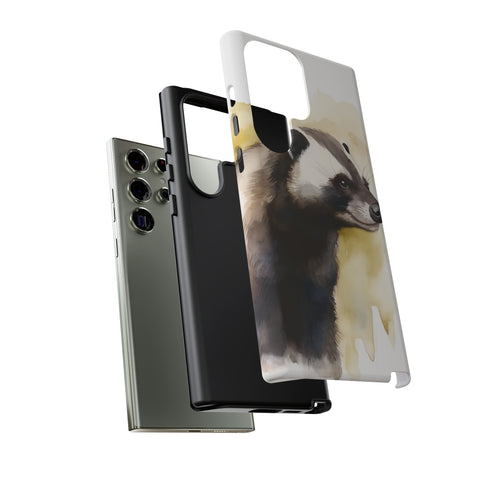 Badger on a Yellow Background - Impact Resistant Phone Case